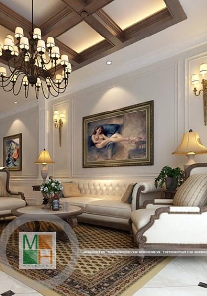 Thiết kế nội thất biệt thự gỗ Việt- Anh Thủy phong cách tân cổ điển